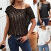 Летний повседневный кружевной круглый вырез с короткими рукавами, поддельный двухкомпонентный трикотажный свитер, футболки женские