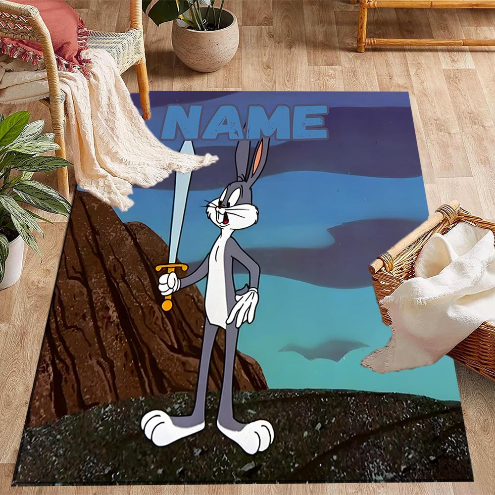 Looney Rainbow Friends Heartful Customizable Name Carpet Suitable for Game Room Decorate room Entryway Dining Room Anti-slip Rug Office home decor