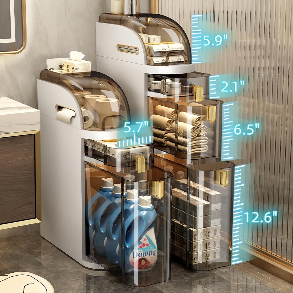 3-х уровневый тонкий шкаф для хранения в ванной, узкий шкаф для хранения в ванной, пластиковый водонепроницаемый органайзер для хранения в ванной для небольших помещений