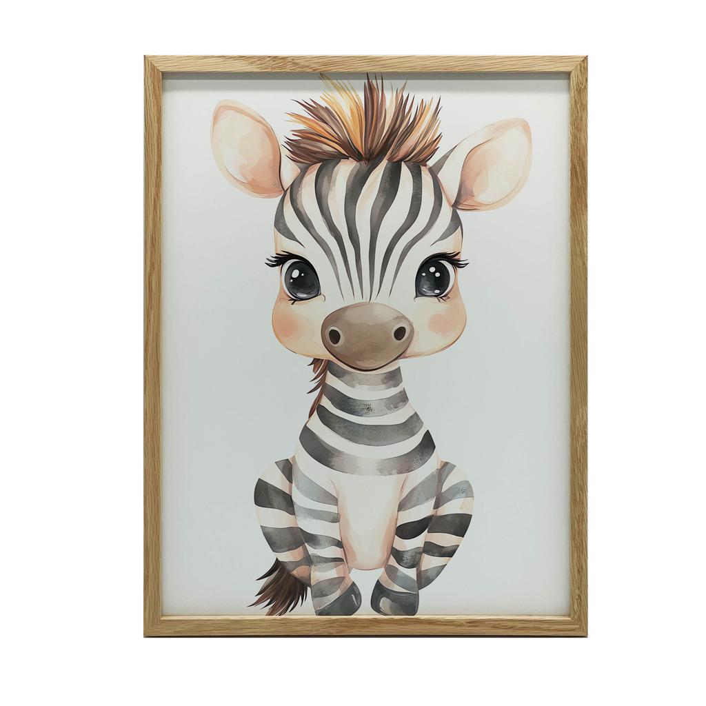 Plakat Mała Zebra Plakat Mała Zebra, 30X40 Cm, Rama Drewniana Biała, Papier Matowy 230 Gsm