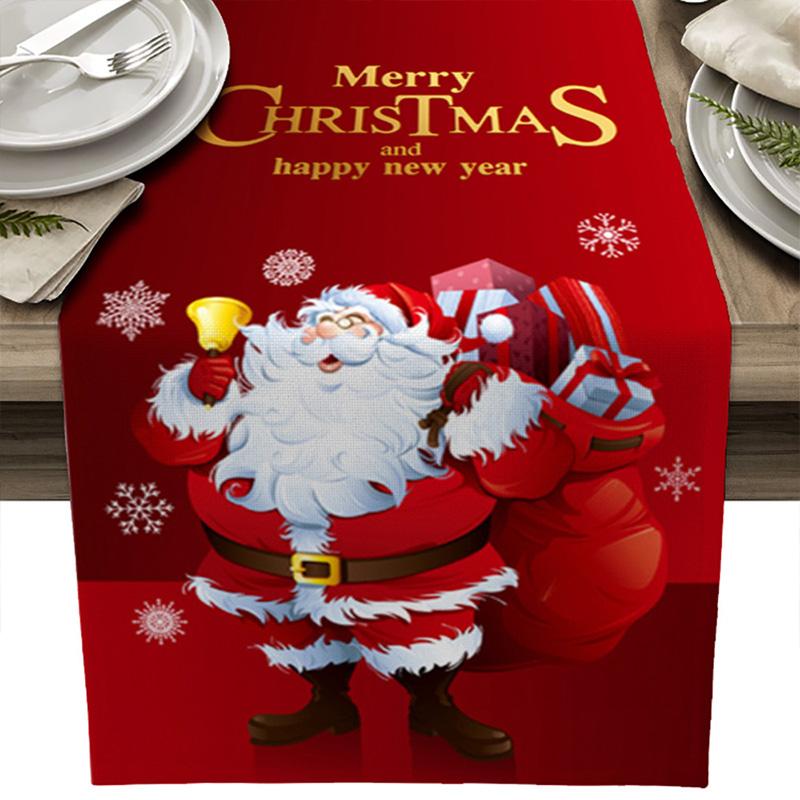 1 шт., Рождественский декор, дорожка для стола, ткань, Рождественский стол, флаг, полиэстер, Новый 2024 год