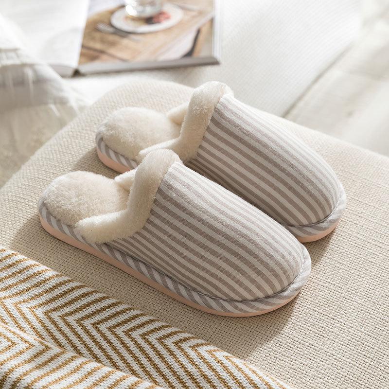 Модные хлопковые тапочки женские домашние осенне-зимние теплые нескользящие мужские пушистые зимние тапочки с толстой подошвой P541