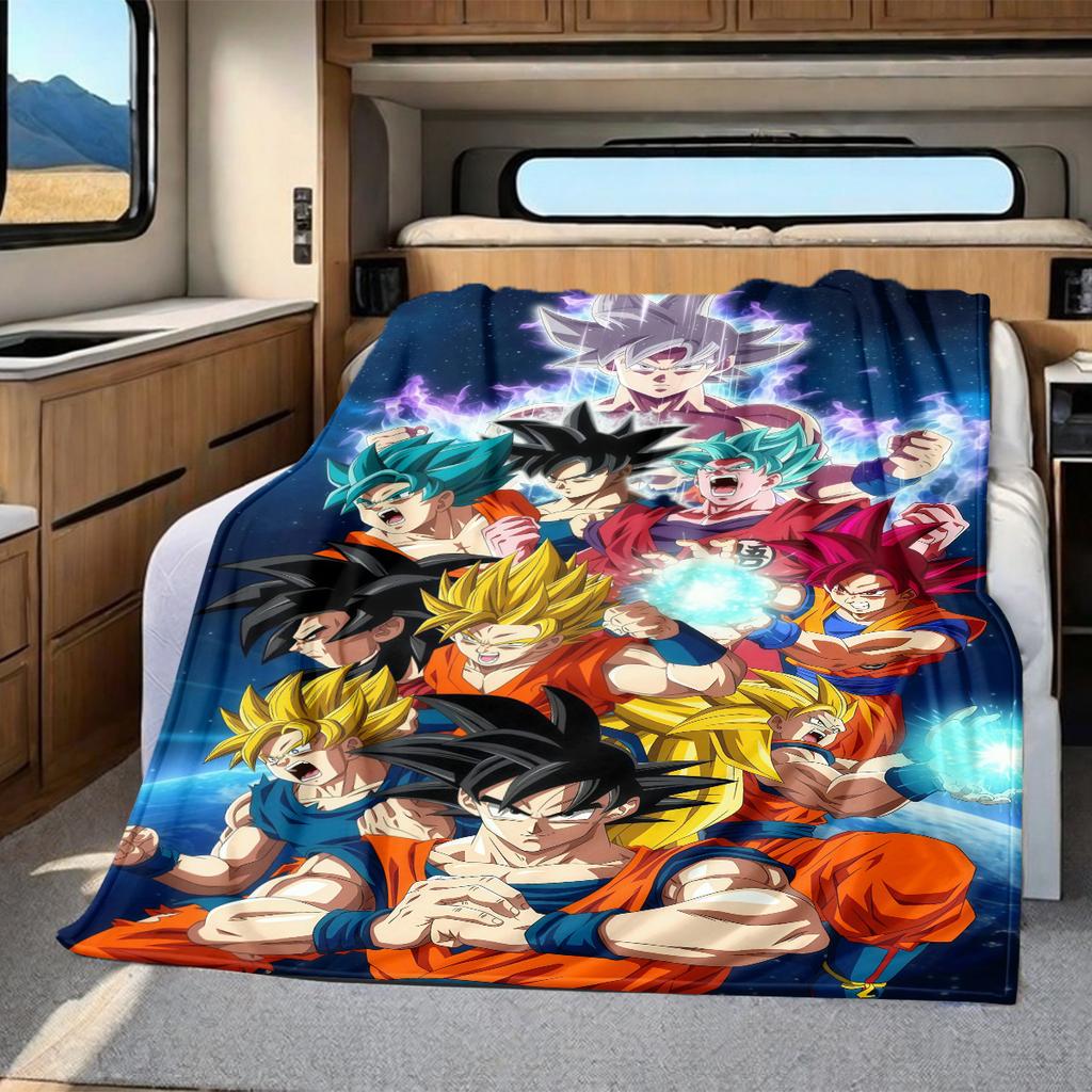 1 шт. Плед из фланели с принтом DRAGON BALL, Высокое качество, Для всех сезонов, Декор для дома, Тепло и Уют, Идеально для Рождественских подарков