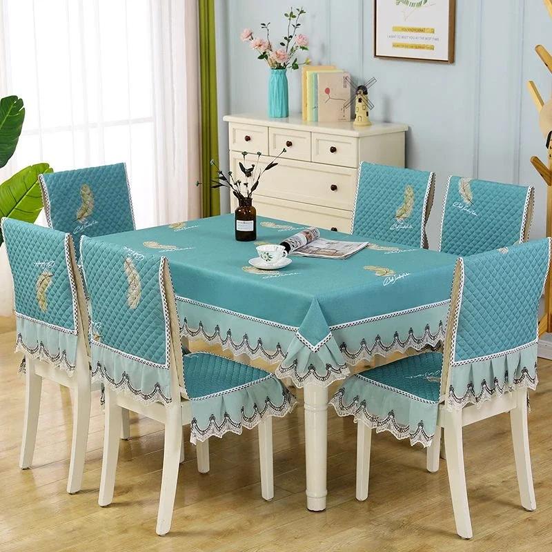 Кружевной однотонный чехол на стул в европейском стиле, чехол на обеденный стол и табурет, ткань для домашнего обеденного стола, ткань на спинку стула