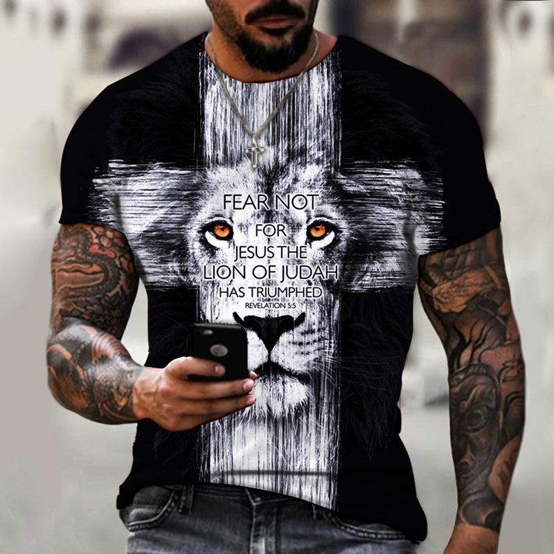 Мужская модная футболка с 3D принтом волка, повседневная свободная футболка с коротким рукавом, мужские толстовки, топы