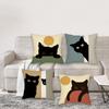 4 Black Cat Throw Pillow Covers ,Cute Kitten Cover, Minimalist, Retro, Animal Cushion Case
