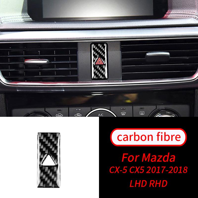 Для Mazda CX-5 2017-2018 1 шт. настоящее углеродное волокно аварийная кнопка вспышки отделка салона автомобиля аксессуары салон автомобиля