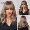 Long Wave Ombre Brown Blonde Wigs with Bangs High Temperature Fiber Synthetic Wigs for Black Women Afro Cosplay Wigs