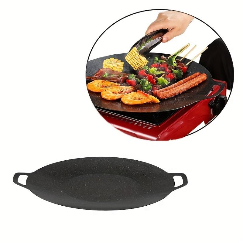 Korean Grill Pan Round Non-Stick Barbecue Plate BBQ Grill Outdoor Travel Camping Frying Pan Barbecue Accessories Kitchen Supplie