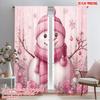 2pcs,2D Plane Printing Curtain Fabric Cute Pink Snowman Versatile Fabric (without Rod) Versatile All Perfect for Bedroom,