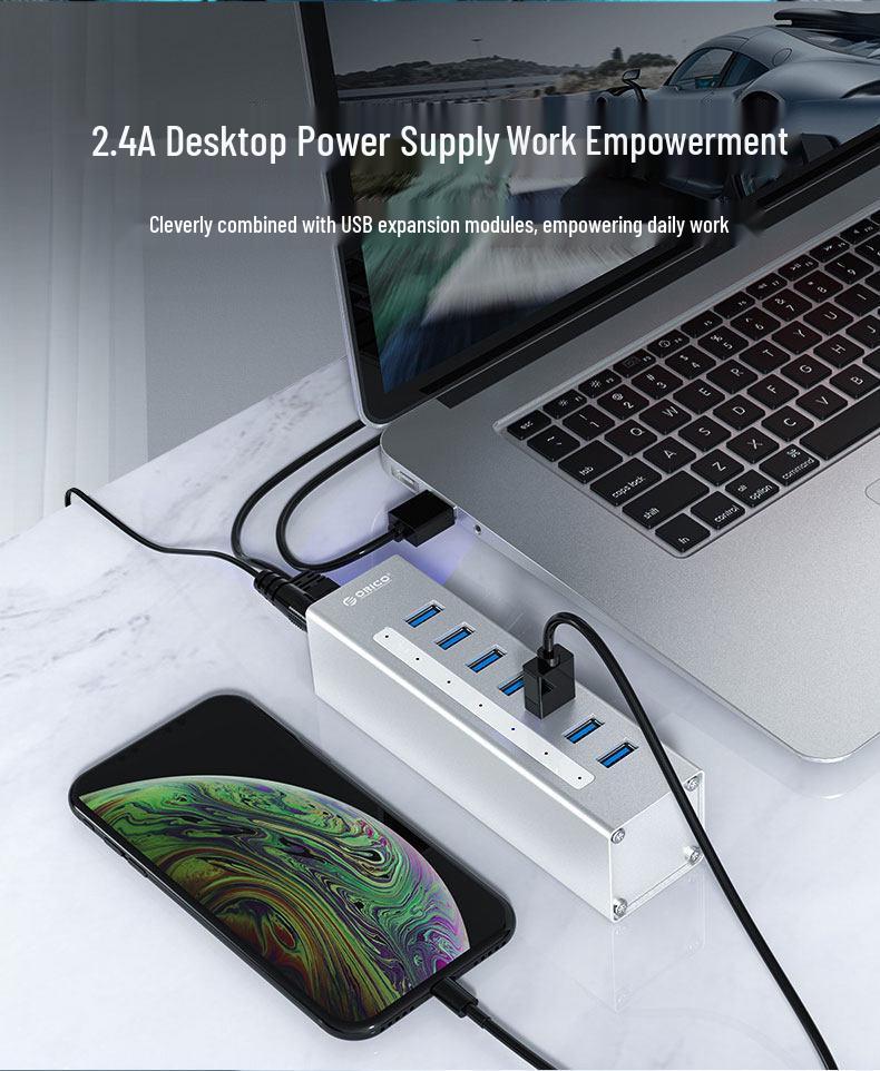 ORICO A3H Высокоскоростной USB 3.0 Четырехпортовый Expansion Hub с блоком питания