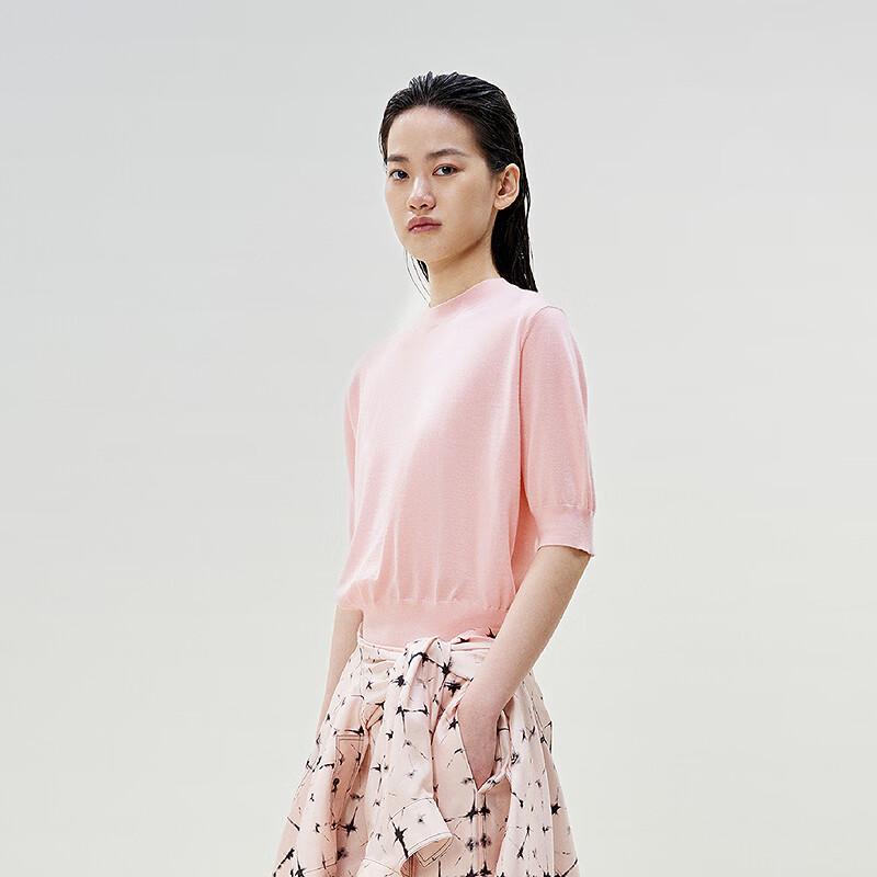 LESS 2025 Spring Round Neck Cashmere-Silk Blend Pullover