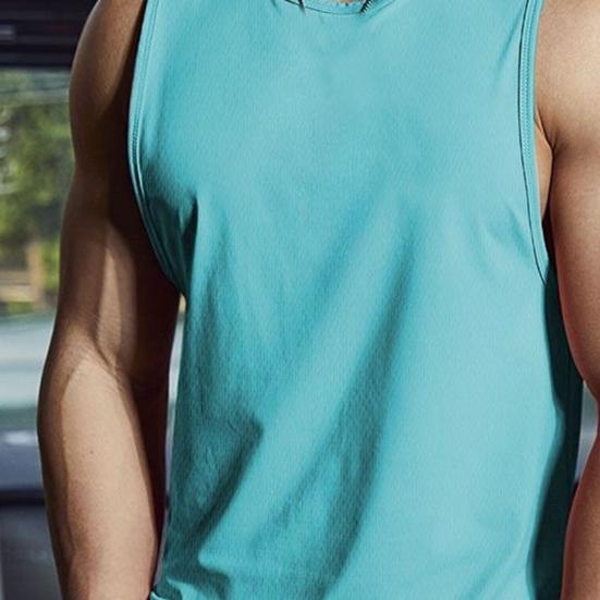 Мужской жилет с круглым вырезом без рукавов, облегающий крой, однотонный, повседневный летний топ, жилет для занятий спортом на открытом воздухе