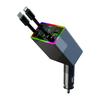 Выдвижной USB-автомобильный зарядник для телефона 4-в-1 с быстрой зарядкой и цветной подсветкой, адаптер прикуривателя с цифровым дисплеем напряжения