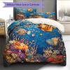 Ocean Fish Pattern Bedding Quilt Set  Home Decoration  Gift (1 * duvet cover + 2 * pillowcase  without core)