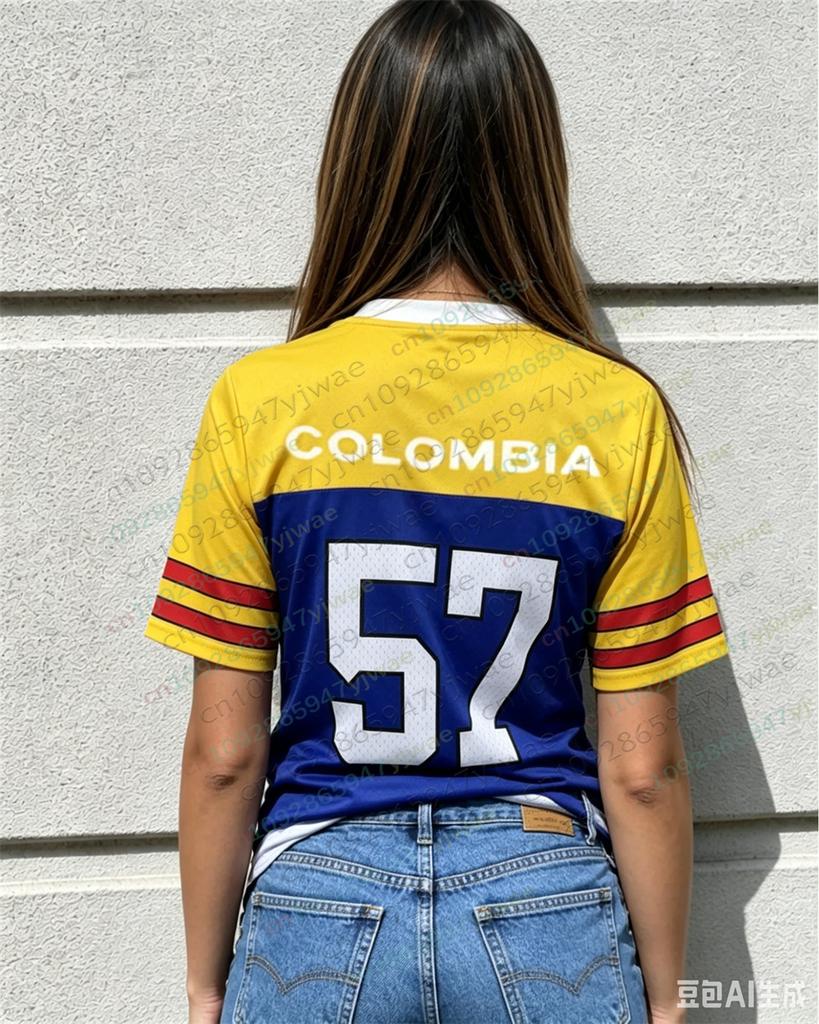 Colombia Jersey Breathable Sportswear Short Sleeved Fashionable Streetwear Top Y2k Top Summer Men'S And Women'S T-Shirt