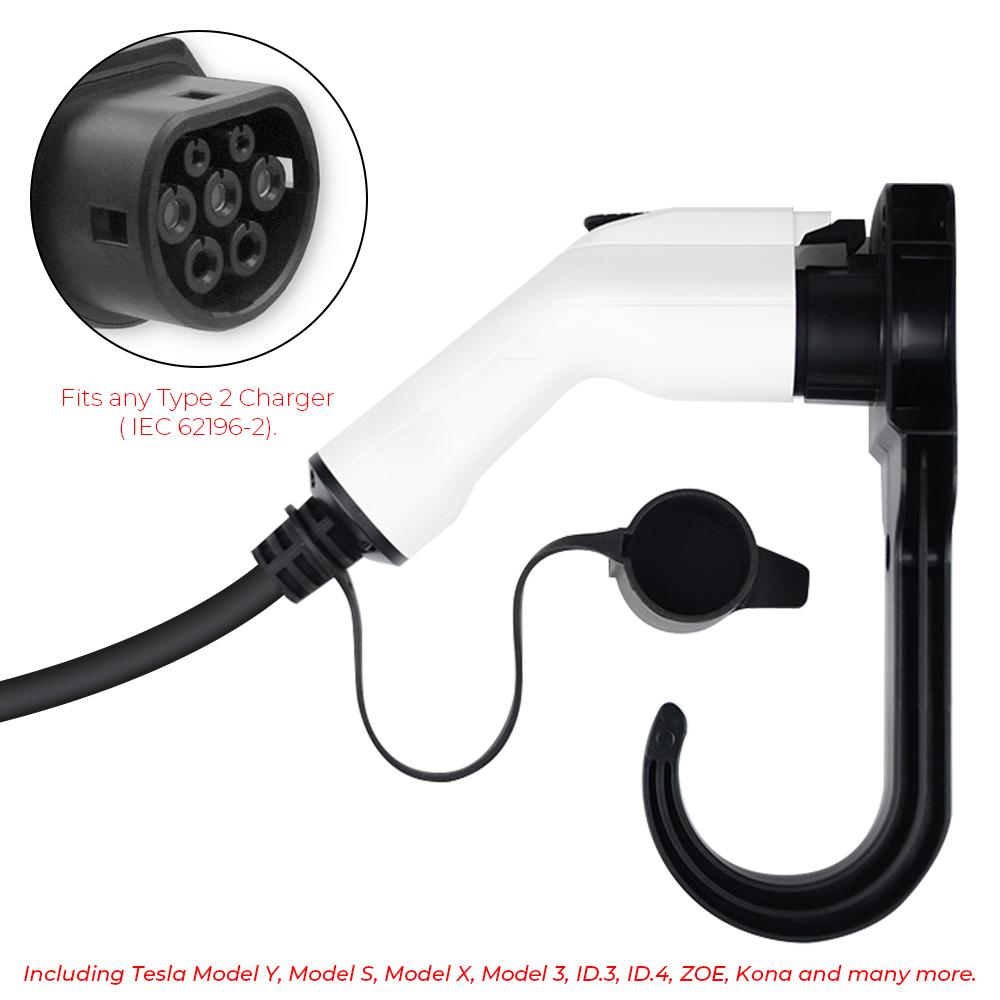 Для зарядки электромобиля Держатель кабеля зарядного устройства EV Настенный кронштейн Гнездо головки пистолета Автоаксессуары Для разъема Тип 2 Вилка ЕС Универсальный