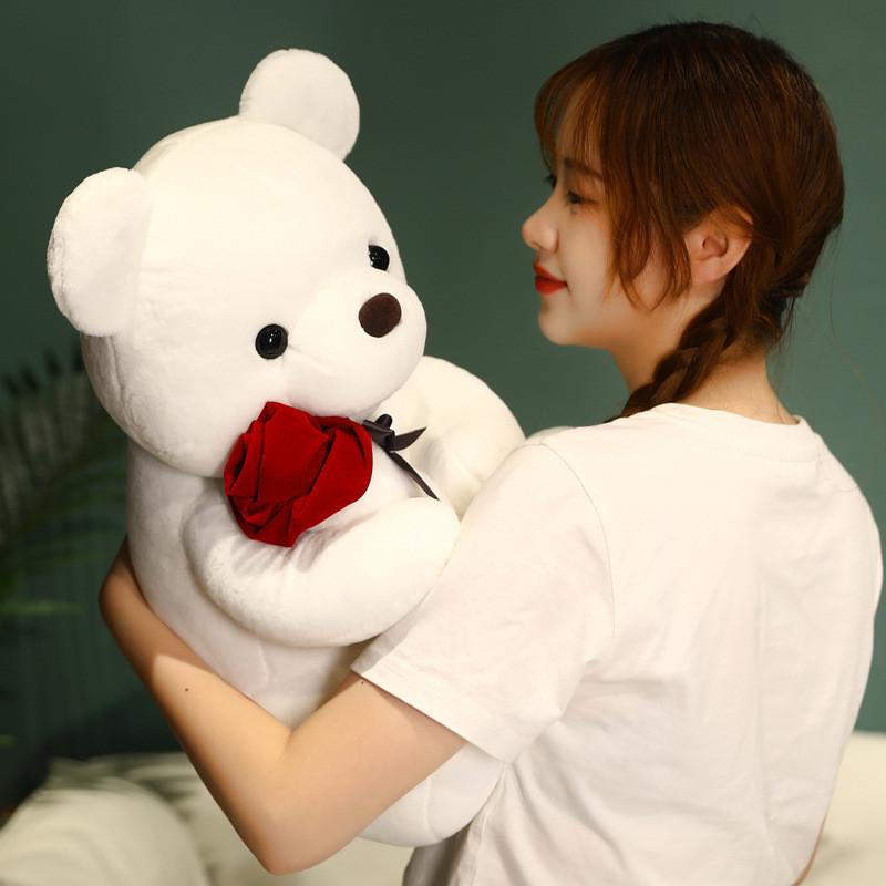 Cute Rose Teddy Bear Stuffed Animal With Plush Fabric Great For Kid Bedroom Decor And Valentines Day