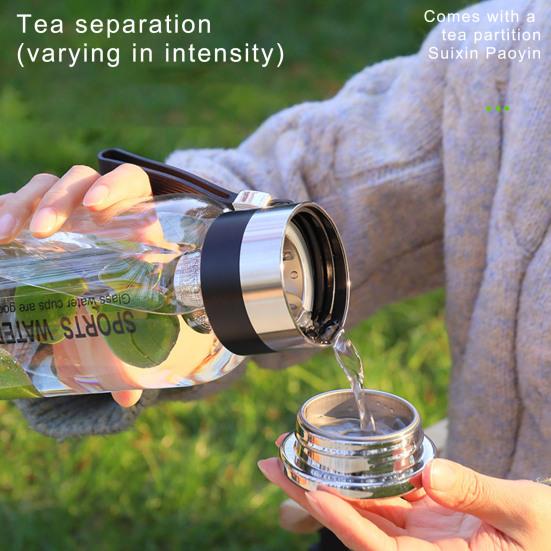 Бутылка для воды из боросиликатного стекла с широким горлом, не содержит BPA, пищевой термостойкий герметичный чайник для питья, контейнер для воды с крышкой