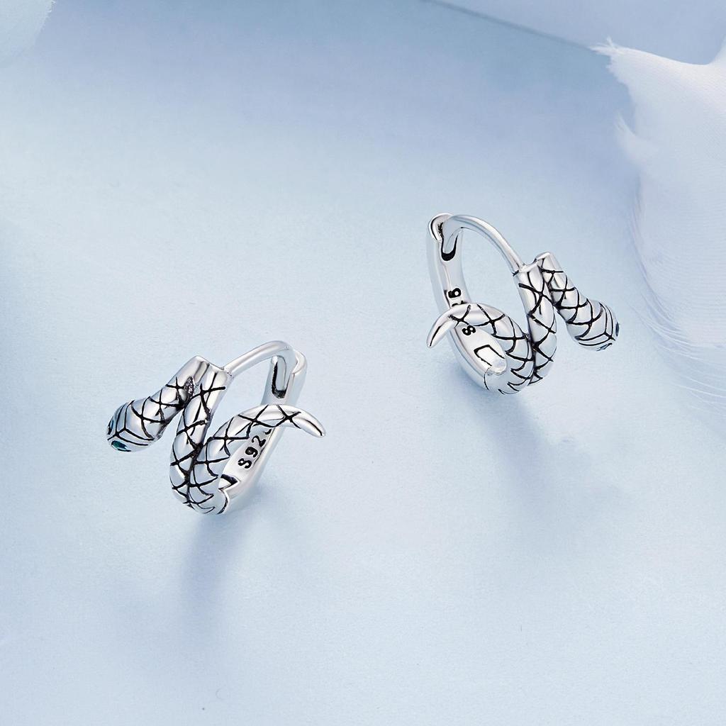 925 стерлингового серебра змея серьги женские модные элегантные сверкающие зеленые циркониевые змея серьги кольца на заказ модные ювелирные изделия