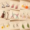 Trendy Acrylic Leaf & Fruit Pendant Earrings: Creative and Unique Ear Hooks