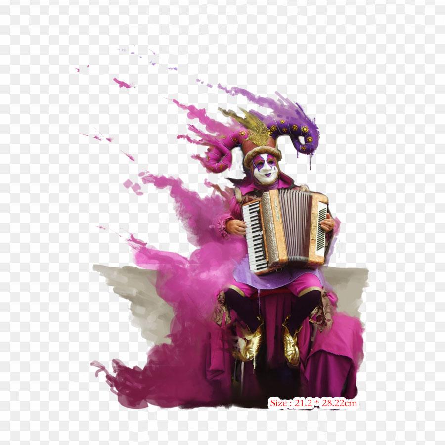 Harlequin Clown Iron On Heat Transfer Printing Vinyl Patches Sticker for Clothes DIY Appliques Washable Patches