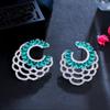 WWJ Symmetric Hollow Out Green Cubic Zirconia Stud Earrings