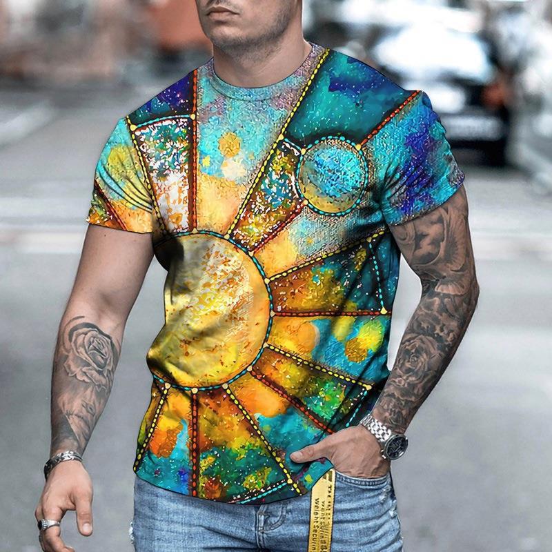 Men'S 3D Digital Printing T-Shirt Fashion Versatile Short Sleeve Personalized Printed Top
