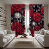 2 шт. HD Череп Роза занавеска Красный галстук цифровой печатный занавес украшение дома стиль Украсьте гостиную спальню Носите штангу занавески