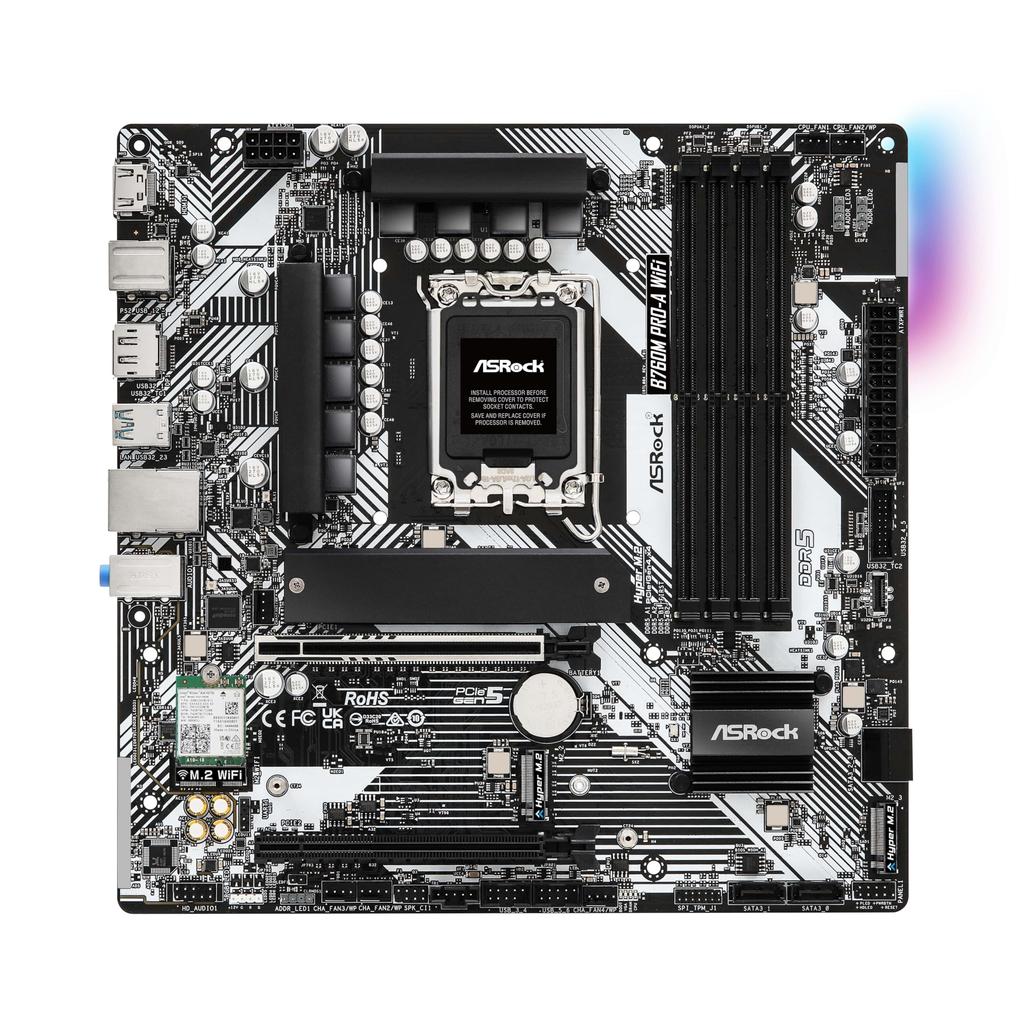 Материнская плата ASRock B760M WiFi Совместима с процессорами Intel 12-го и 13-го поколений Чипсет B760 DDR5 Bluetooth Micro ATX Материнская плата Авторизована