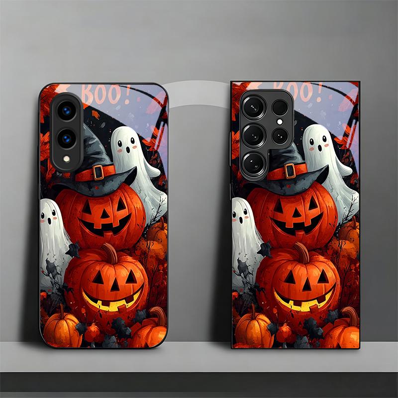 Черный чехол для телефона Halloween Boo Vibe для Samsung Galaxy S26 Ultra S25 Edge S24 FE S23 Plus S22 S21 S20 S22 S24 Стеклянная задняя крышка