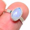 Подарочное кольцо из стерлингового серебра 925 пробы с натуральным радужным лунным камнем S.6 j3S88