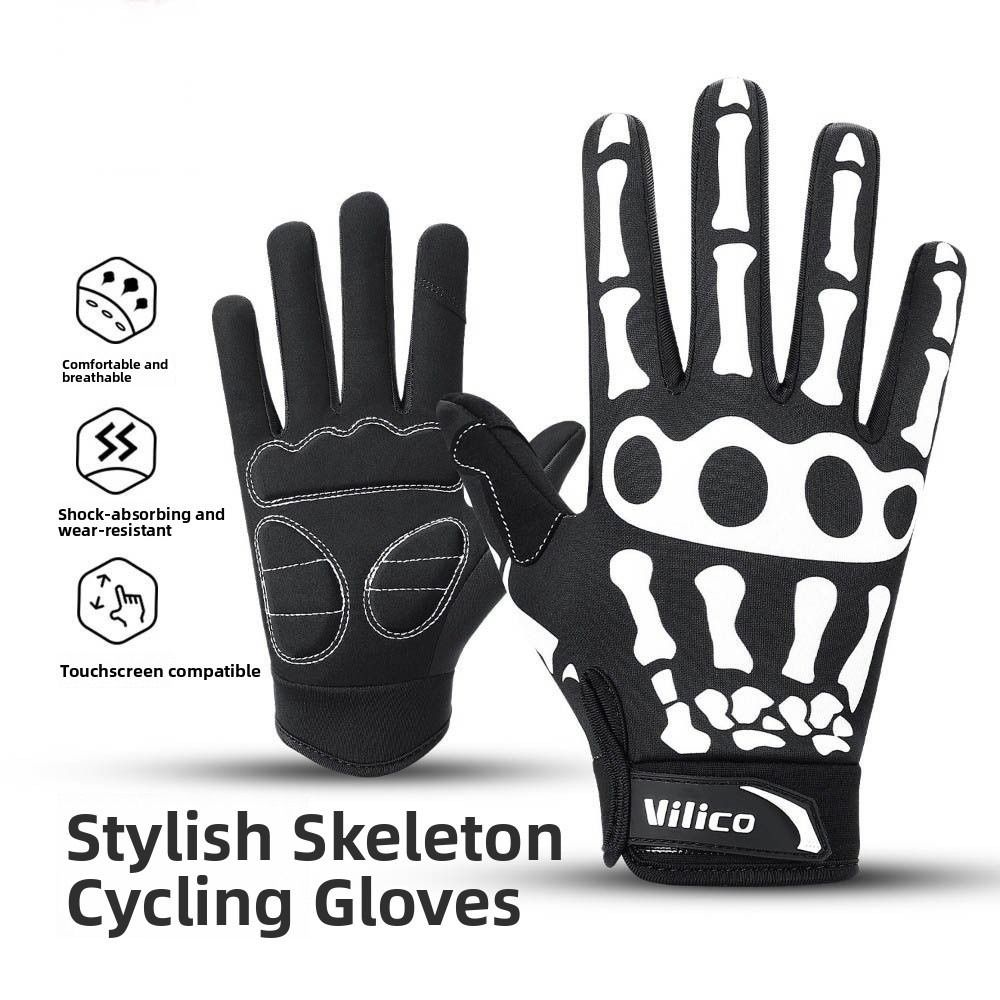1 Pair Skeleton Design Cycling Gloves Breathable Touchscreen Gloves  Cycling Sports