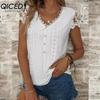 Women's Fashion Casual Solid Color Print Short Sleeve V Neck Blouses & Shirts