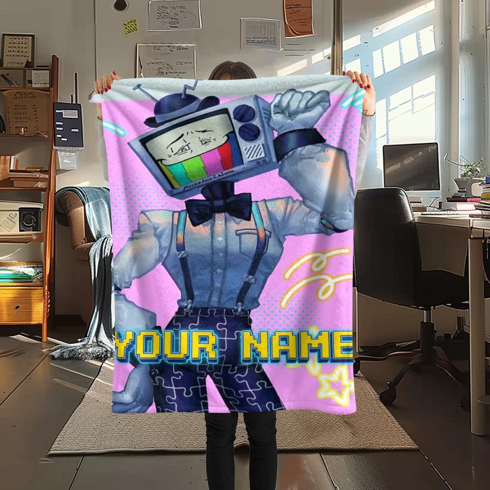 1PC Custom Name Mr Puzzles Patterned Flannel Blanket Suitable For All Seasons for Home Decor Warmth and Comfort Gifts Holiday Present