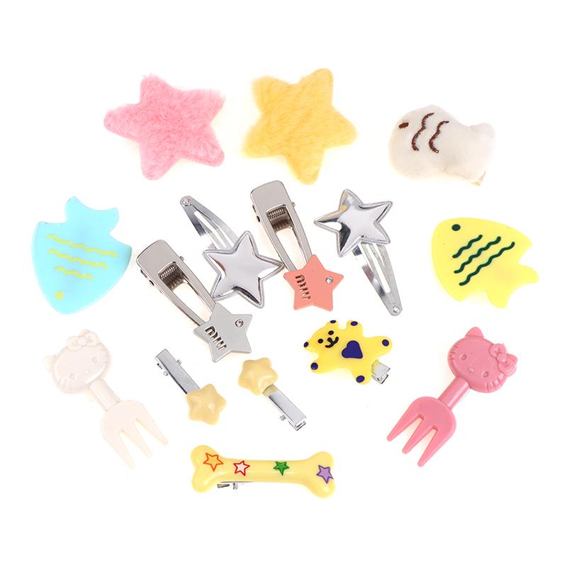 15 шт./компл., милая заколка для волос для девочек-студенток, плюшевые звездочки, милая рыбка, сушеная заколка для волос, челка, боковая заколка