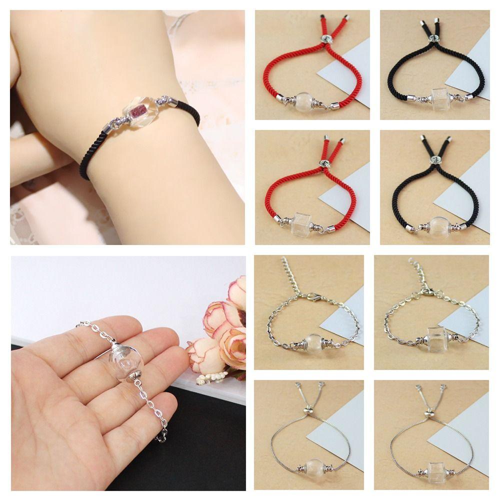 DIY Wishing Bottle Bracelet Multicolor Curve Cube Pendant Gift Vial Cord Bracelet