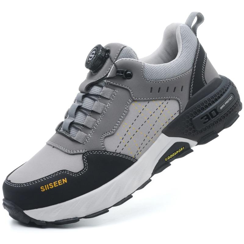 Rotating Button Men Sports Shoes Protection Boots Safety Shoes Men Anti-smash Anti Puncture Work Shoes Non-slip Steel Toe Shoes