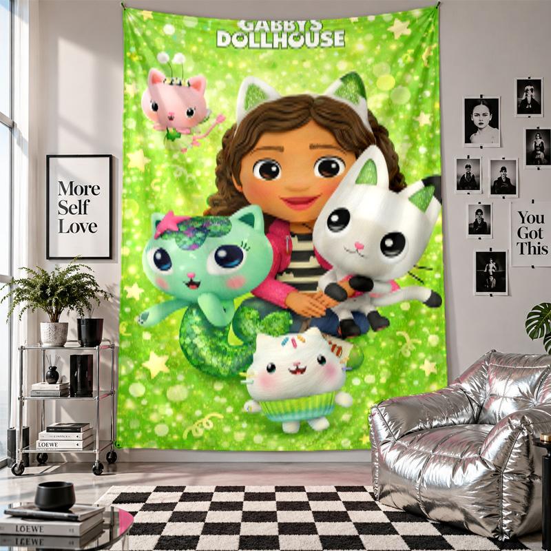 Wall TapestryGabby’s Dollhouse Art Hanging Cloth Decorative Background Cover for Room Decoration