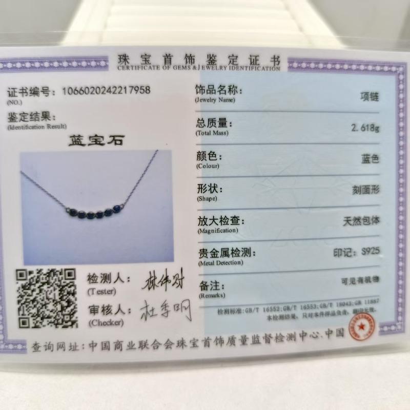 Sace Gems Сертифицированное стерлинговое серебро S925 3*4 мм, ожерелья с подвесками из натурального сапфира для женщин, для помолвки, коктейльной вечеринки, изысканные ювелирные изделия