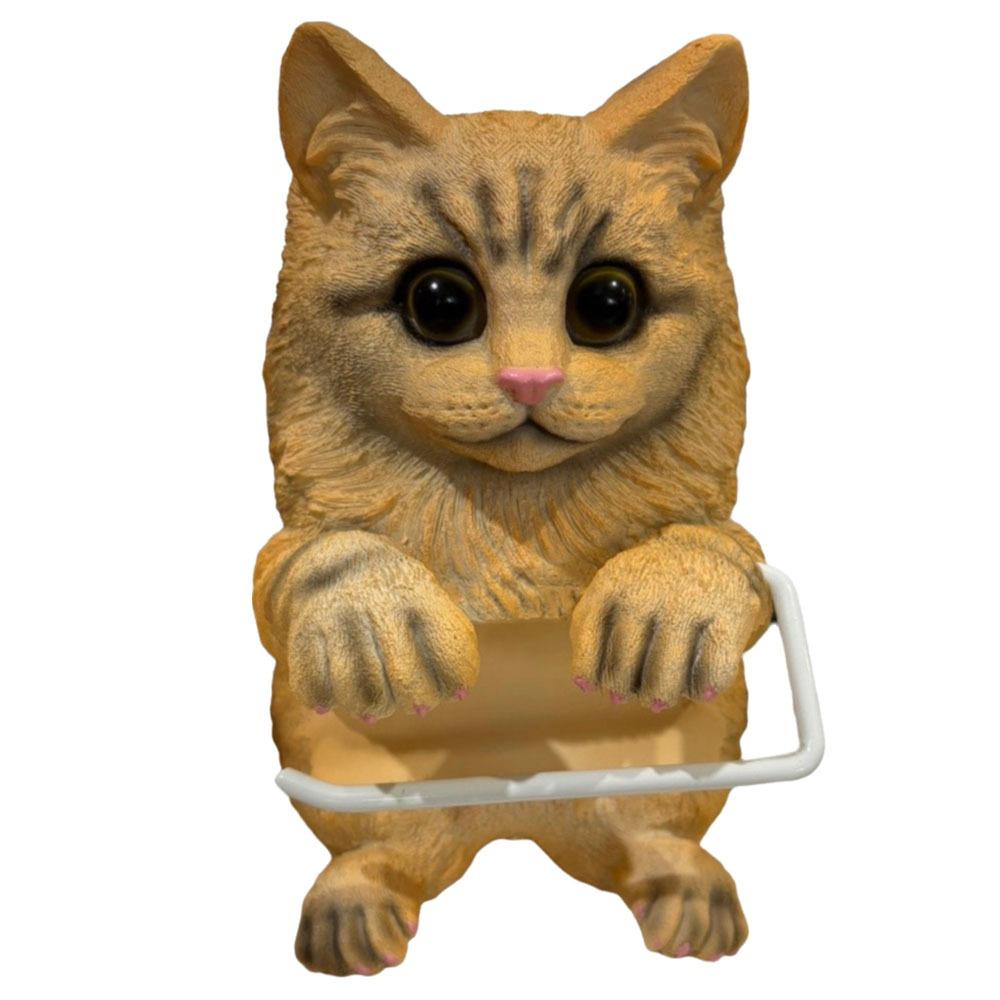 3D Форма кошки Держатель туалетной бумаги из смолы Диспенсер для туалетной бумаги для ванной Комнатное украшение