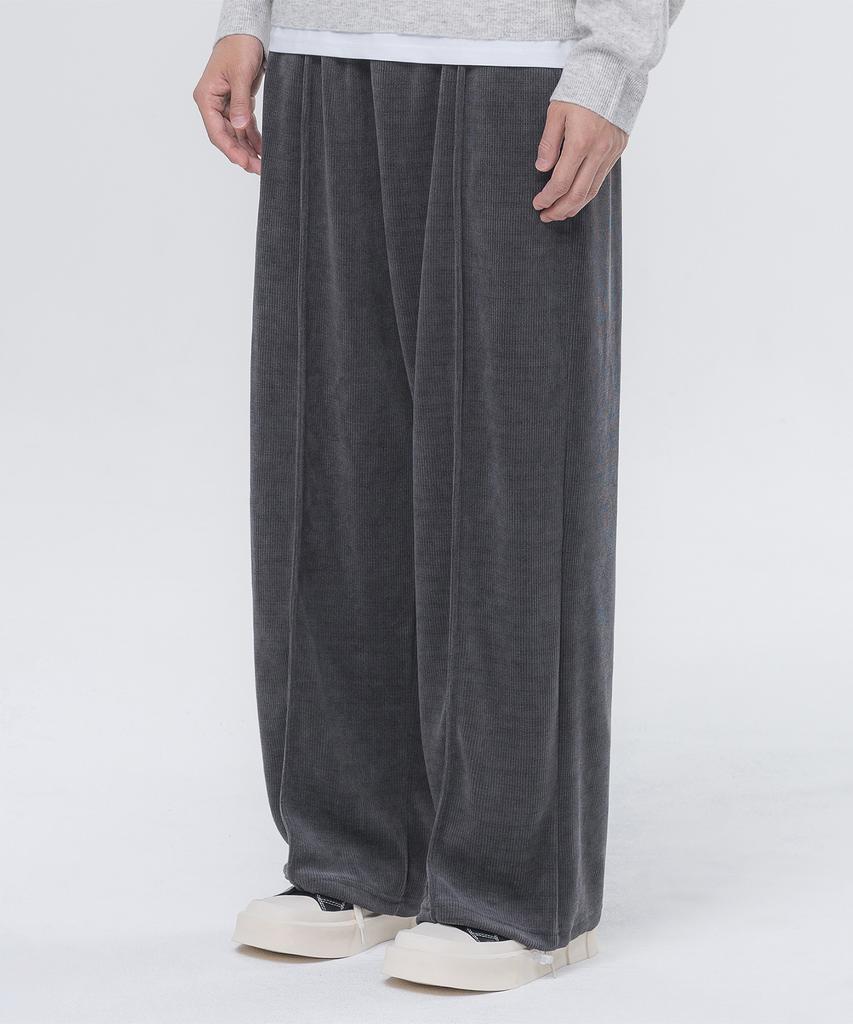 ALVINCLO Cozy Velour Pintuck Wide Elastic Pants Pan2531 (4 Colors)