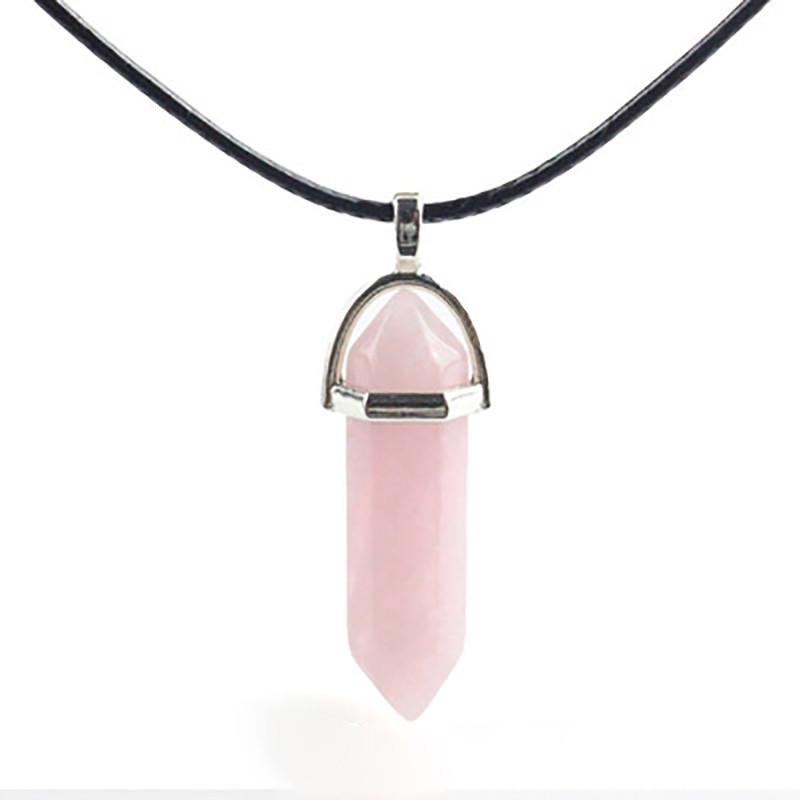 Красивое ожерелье из натурального кристалла с уникальным шестиугольным кулоном для исцеления