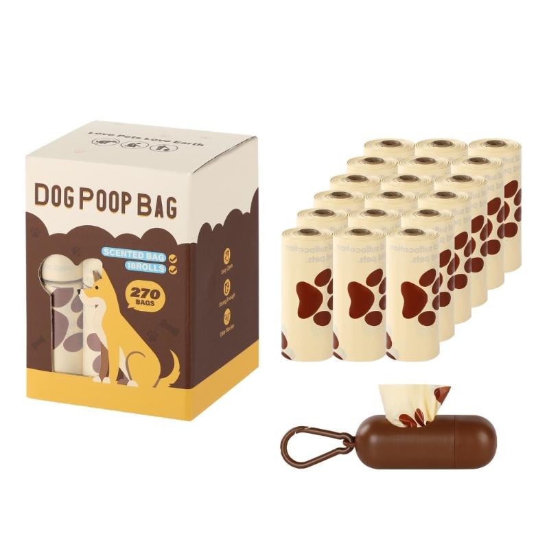 Dog Poop Bag with Milk Scent Clip and Dispenser for Pet Walking, Outings and Travel Easy To Clean