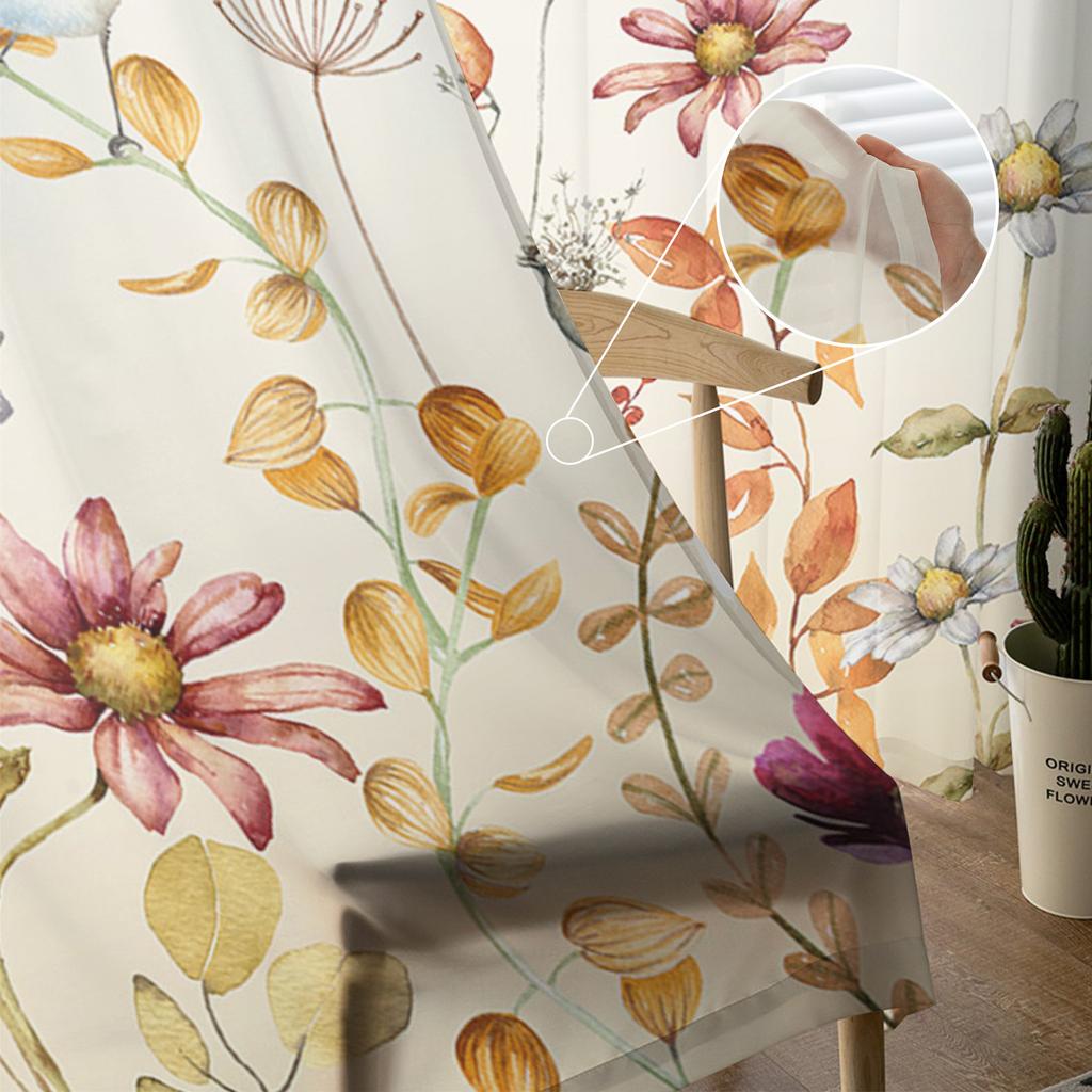 Осенние растения полевые цветы маргаритки птицы тюль занавески на окна прозрачные балдахины занавески для гостиной украшения дома драпировка панель