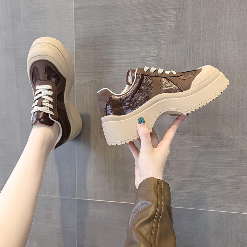 Туфли белые с толстой подошвой из кожи, спортивные, повседневные, для досок, женские туфли Old Dad