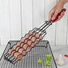 Barbecue Cage with Wooden Handle Hollow Design Reusable Outdoor Camping Sausage Meat Vegetable Barbecue Net Rack