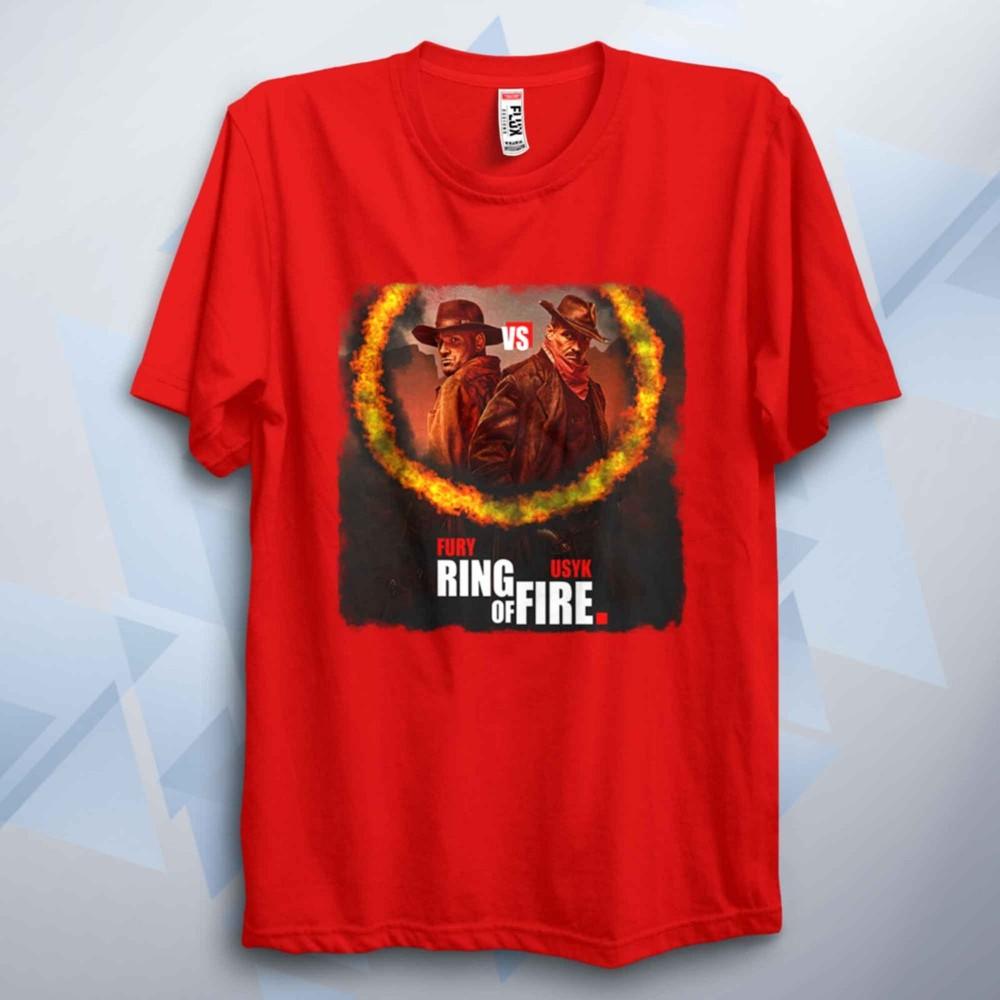 Fury Vs Usyk T Shirt Ring Of Fire Gym Clothing Exercise Boxing Training Top