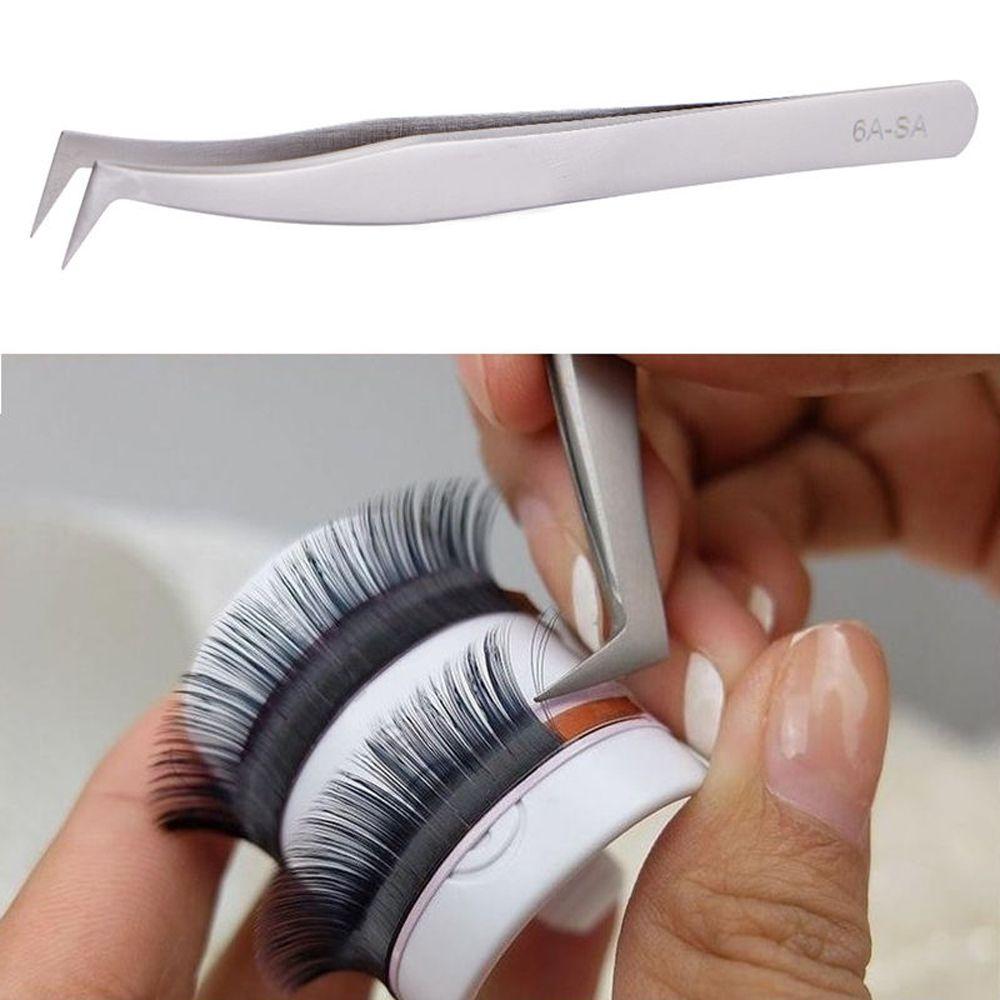 New Professional Beauty Makeup Tool False Eyelash Tweezer Curved Stainless Steel 3D 6D Volume