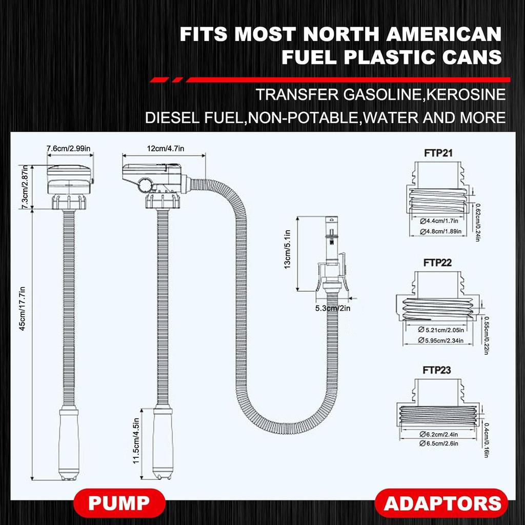 3.2 GPM Battery Powered Fuel Transfer Pump, with Auto-Stop Sensor and 60" Hose Electric Automatic Fuel Transfer Pump for Gasoline and Various Fuels